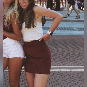 Boutique Suede Burgundy Skirt | Size S